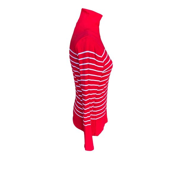 Vineyard Vines Red White Striped Classic Turtleneck Sweater S Pima Cotton/Modal - Picture 13 of 13
